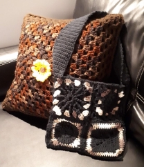 Crochet Throw Pillow and Small Tote